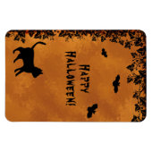Schwarze Katze mit Bat, glückliches Halloween Magnet (Horizontal)