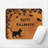 Schwarze Katze mit Bat, glückliches Halloween Mousepad (Mit Mouse)