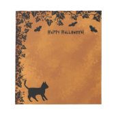 Schwarze Katze mit Bat, glückliches Halloween Notizblock (Vorderseite)