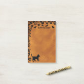 Schwarze Katze mit Bat, glückliches Halloween Post-it Klebezettel (Auf Schreibtisch)