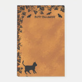 Schwarze Katze mit Bat, glückliches Halloween Post-it Klebezettel (Vorderseite)