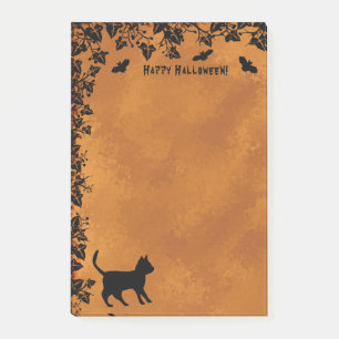 Schwarze Katze mit Bat, glückliches Halloween Post-it Klebezettel