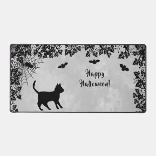 Schwarze Katze mit Bat, glückliches Halloween Schreibtischunterlage