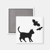 Schwarze Katze mit Bat Magnet (Vorderseite/Rückseite)