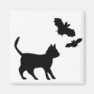 Schwarze Katze mit Bat Magnet