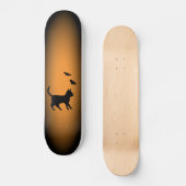 Schwarze Katze mit Bat Skateboard (Vorderseite)