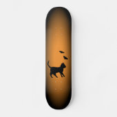 Schwarze Katze mit Bat Skateboard (Vorderseite)