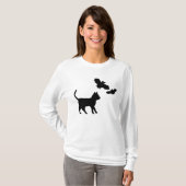 Schwarze Katze mit Bat T-Shirt (Vorne ganz)