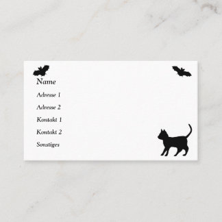 Schwarze Katze mit Bat Visitenkarte