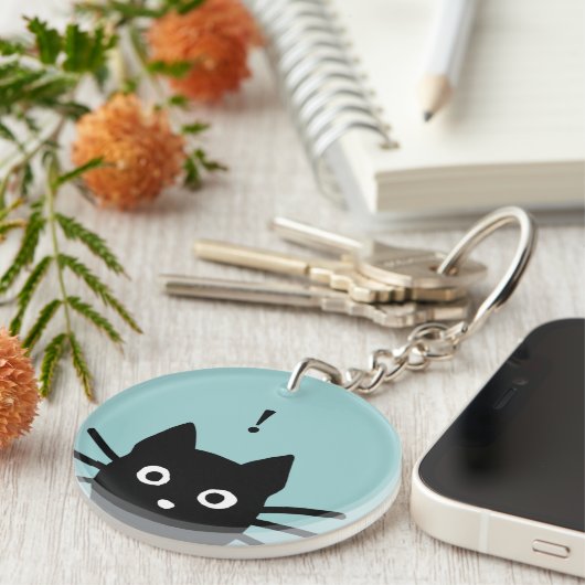 Schwarze Katze mit benutzerdefinierbarer Farbe und Schlüsselanhänger (Vorderseite rechts)