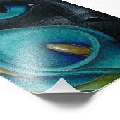 SCHWARZE KATZE mit BLAU/AQUA-CALLA LILY-BLUME DRUC Fotodruck (Ecke)