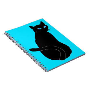 Schwarze Katze mit blauen Augen Notizblock