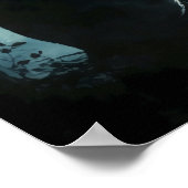 Schwarze Katze mit Blick auf den Mond Poster (Ecke)