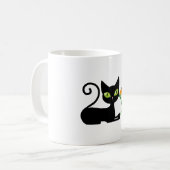 Schwarze Katze mit Blume Kaffeetasse (Vorderseite Links)