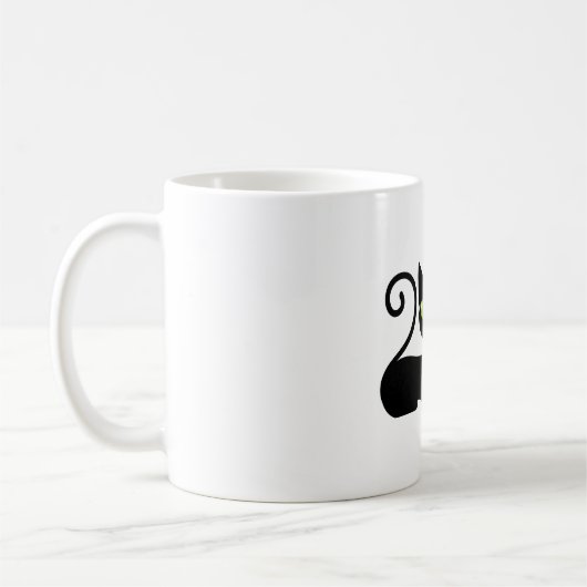 Schwarze Katze mit Blume Kaffeetasse (Links)