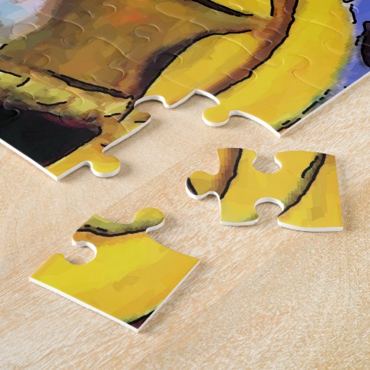 Schwarze Katze mit Blume Puzzle (Seite)