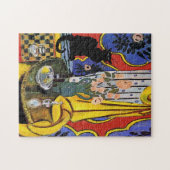 Schwarze Katze mit Blume Puzzle (Horizontal)