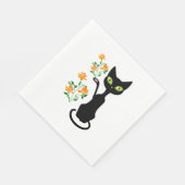 Schwarze Katze mit Blume Serviette (Ecke)