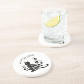 Schwarze Katze mit Blume und portugiesischer Auspr Getränkeuntersetzer (Seite)