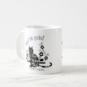 Schwarze Katze mit Blume und portugiesischer Auspr Kaffeetasse (Vorderseite Links)