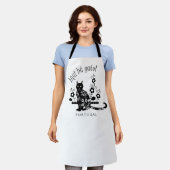 Schwarze Katze mit Blume und portugiesischer Auspr Schürze (Getragen)