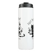 Schwarze Katze mit Blume und portugiesischer Auspr Thermosbecher (Vorderseite)