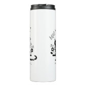 Schwarze Katze mit Blume und portugiesischer Auspr Thermosbecher (Rückseite)