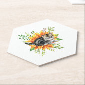 schwarze Katze mit Blume Untersetzer (angewinkelt)