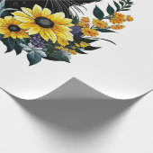schwarze Katze mit Blumen Geschenkpapier (Ecke)
