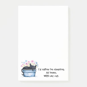 Schwarze Katze mit Blumen Ich würde lieber schlafe Post-it Klebezettel