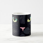 Schwarze Katze mit Blumenkronen Kaffeetasse (Mittel)