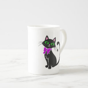 Schwarze Katze mit Bogen-Krawatte - Wählen Sie di Porzellantasse