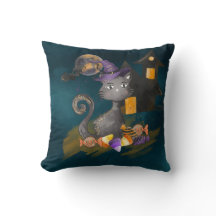 Schwarze Katze mit Bonbons, Halloween