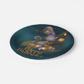 Schwarze Katze mit Bonbons, Halloween Pappteller (Schrägansicht)