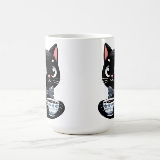 Schwarze Katze mit Bow-Krawatte Kaffeetasse (Mittel)