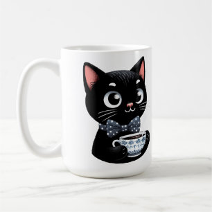 Schwarze Katze mit Bow-Krawatte Kaffeetasse