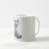 Schwarze Katze mit Brille Kaffeetasse (VorderseiteRechts)