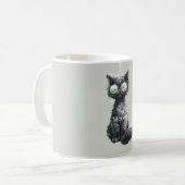 Schwarze Katze mit Brille Kaffeetasse (Vorderseite Links)