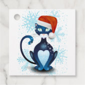 Schwarze Katze mit dem Hut des Weihnachtsmanns Geschenkanhänger (Vorderseite)