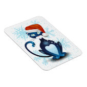 Schwarze Katze mit dem Hut des Weihnachtsmanns Magnet (Rechte Seite)
