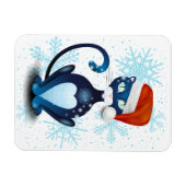 Schwarze Katze mit dem Hut des Weihnachtsmanns Magnet (Horizontal)