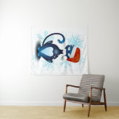 Schwarze Katze mit dem Hut des Weihnachtsmanns Wandteppich (Beispiel (Horizontal))