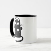 Schwarze Katze mit der Halo-Tasse Tasse (Vorderseite Links)