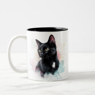 Schwarze Katze mit eigenem Text auf Tasse 