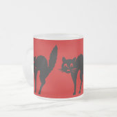 Schwarze Katze mit einem gewölbten Rücken für Hall Mattglastasse (Vorderseite Links)