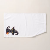Schwarze Katze mit einem Hexenhut Badhandtuch Set (Handtuch)
