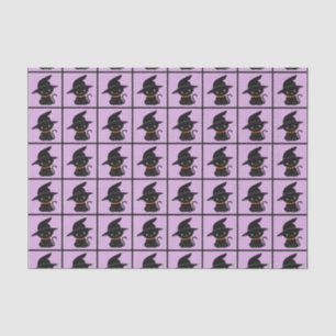 Schwarze Katze mit einem Hexenhut Halloween Seidenpapier