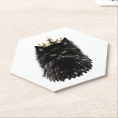 Schwarze Katze mit einer Kronen-DIgital-Kunst Untersetzer (angewinkelt)