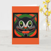 Schwarze Katze mit enormem Lächeln Karte (Gelbe Blume)