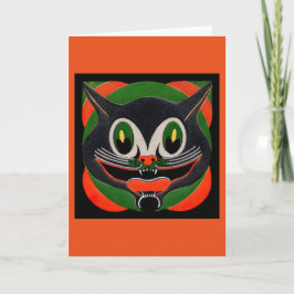 Schwarze Katze mit enormem Lächeln Karte